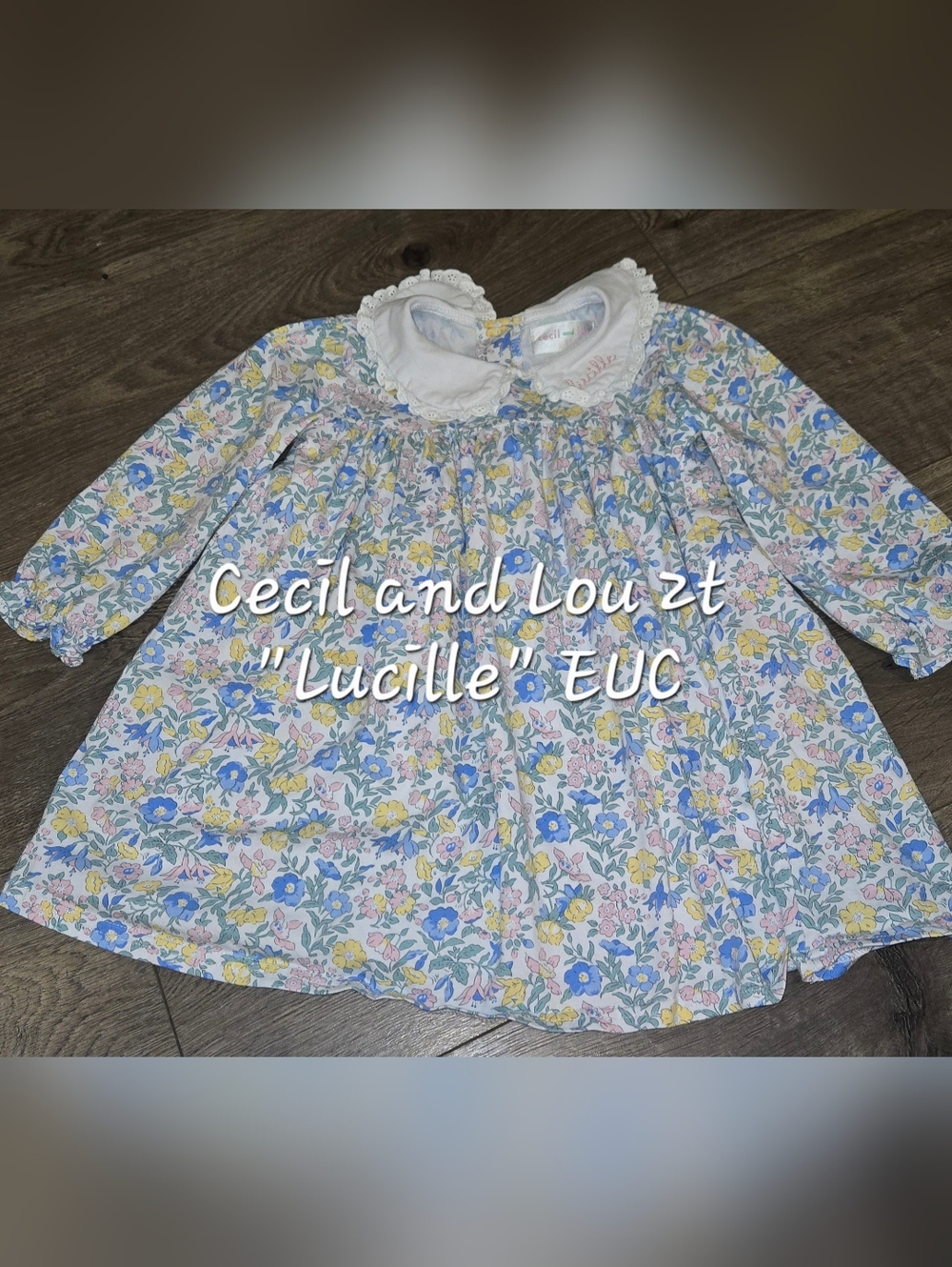 Cecil and Lou Girls' 'Lucille' Floral Long-Sleeve Dress — Blue & Yellow